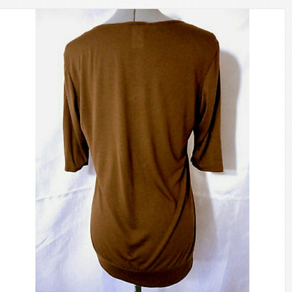 New PRIMETIME Beaded Top 3X Brown Gold tunic t-shirt - Picture 2 of 4